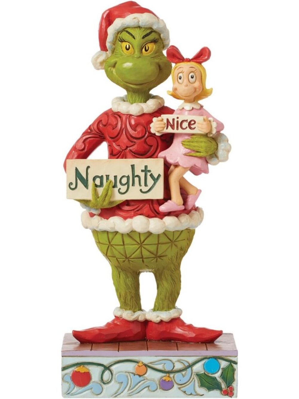 Handcrafted Grinch & Cindy Lou Naughty & Nice Figurine - Christmas Home Decor